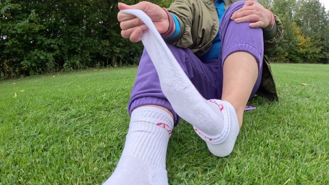 Public outdoor, euro, milf foot worship
