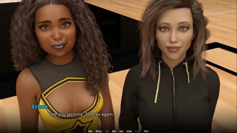 Roman visuel chaud et sensuel avec des étudiants et de l'action au basketball